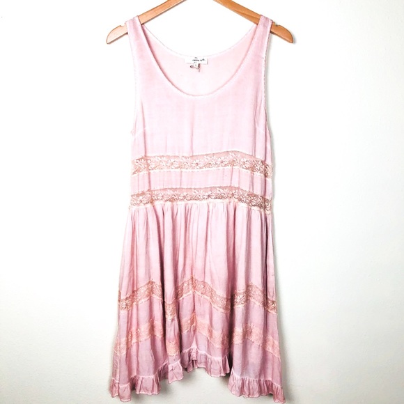 entro Dresses & Skirts - Entro Pink Lace Tank Slip Dress Medium